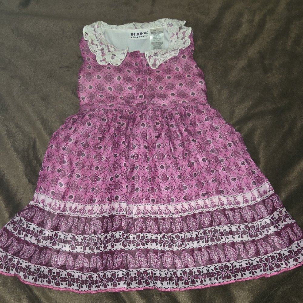 Blueberi Boulevard Pink and White Kids Dress